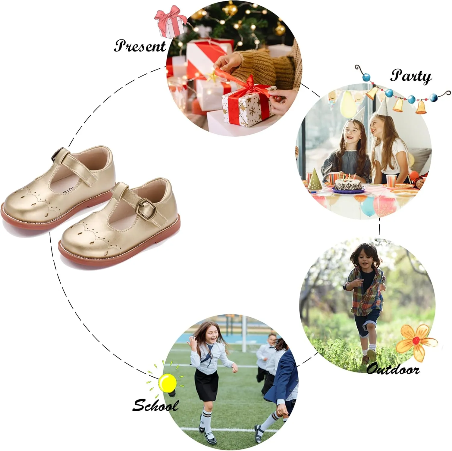 Felix & Flora Toddler Girl Mary Jane Dress Shoes - School Oxford Flats for Girl Party Shoes.