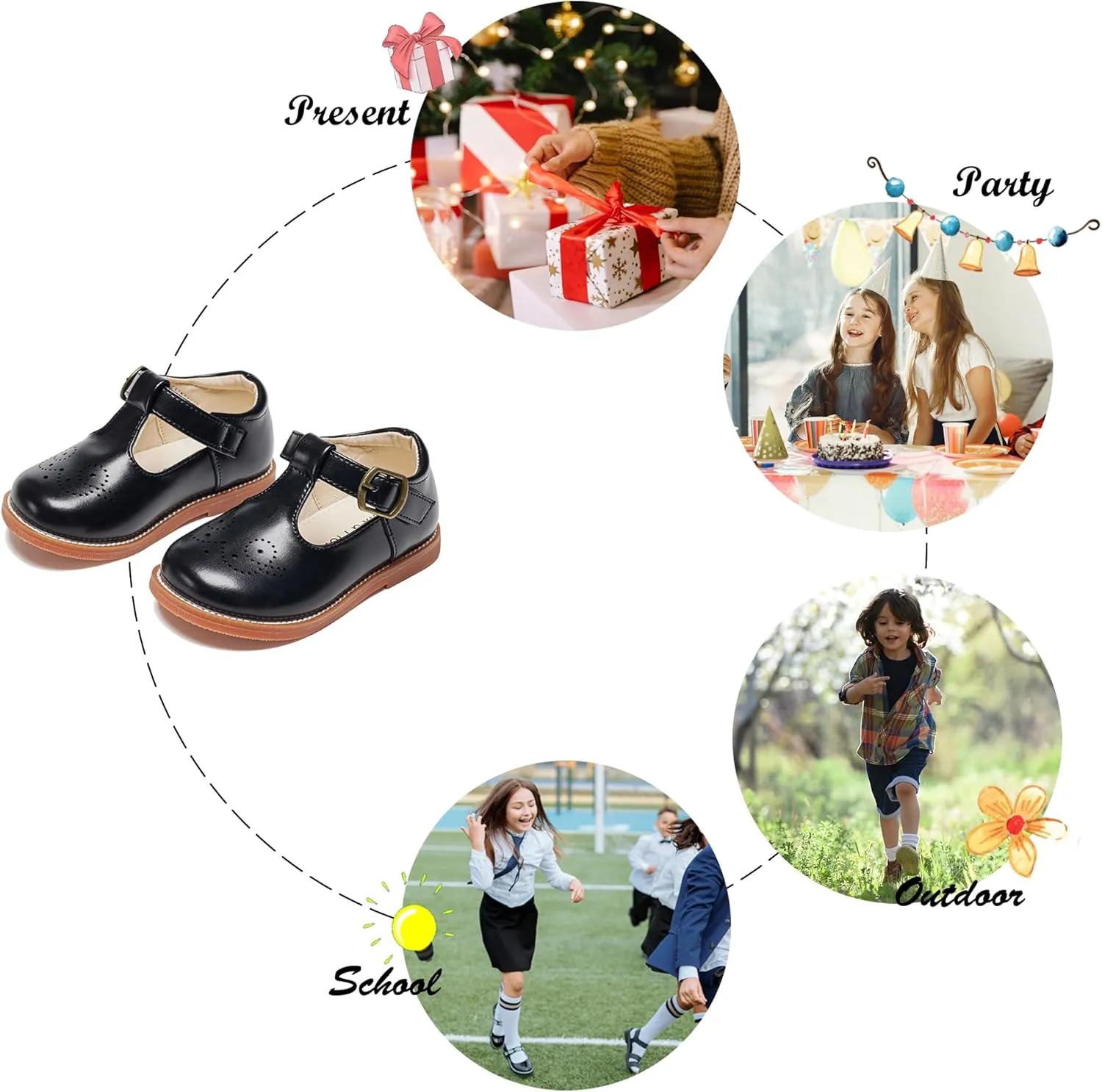 Felix & Flora Toddler Girl Mary Jane Dress Shoes - School Oxford Flats for Girl Party Shoes.