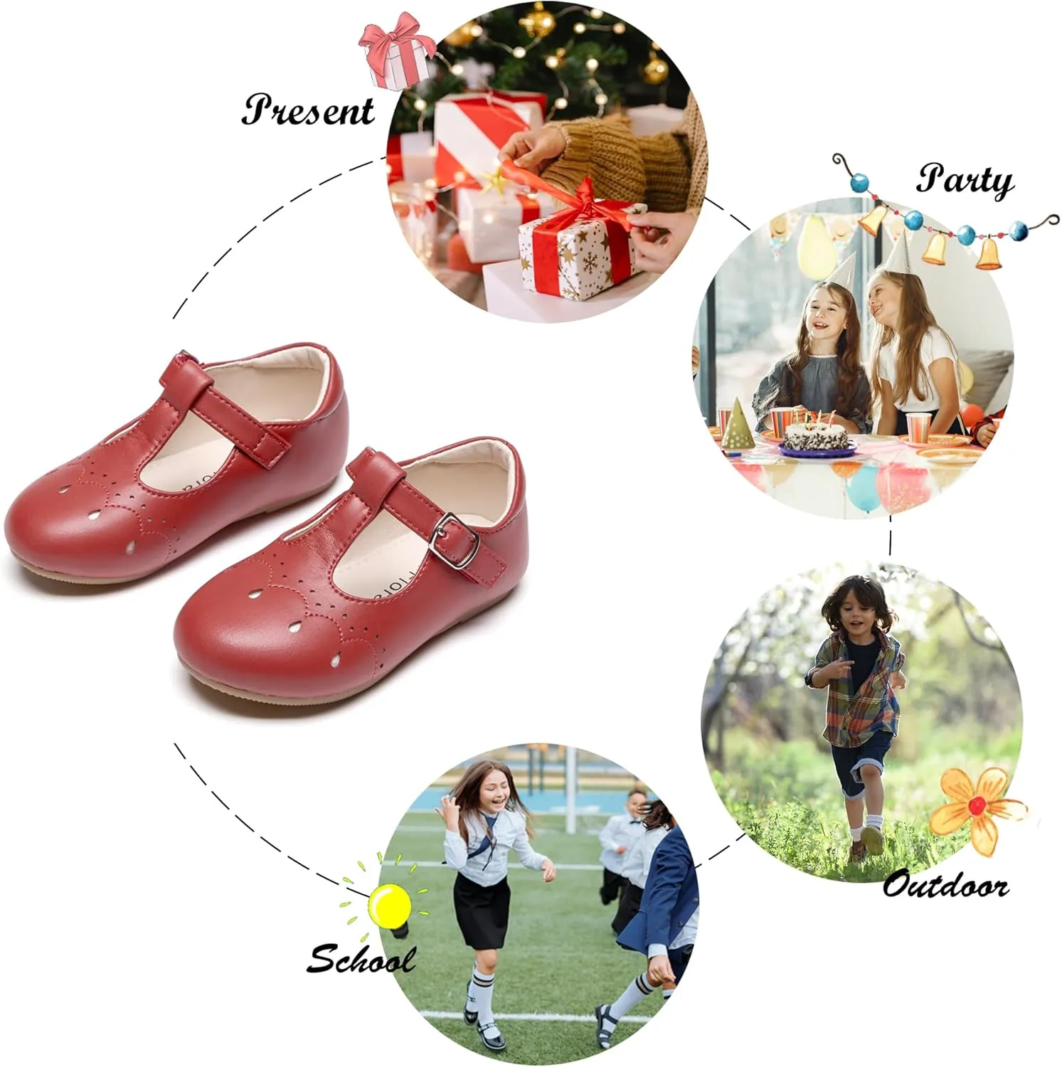 Felix & Flora Toddler Little Girl Flat Oxfords Dress Shoes - Mary Jane Princess for Girl Party School Shoes.