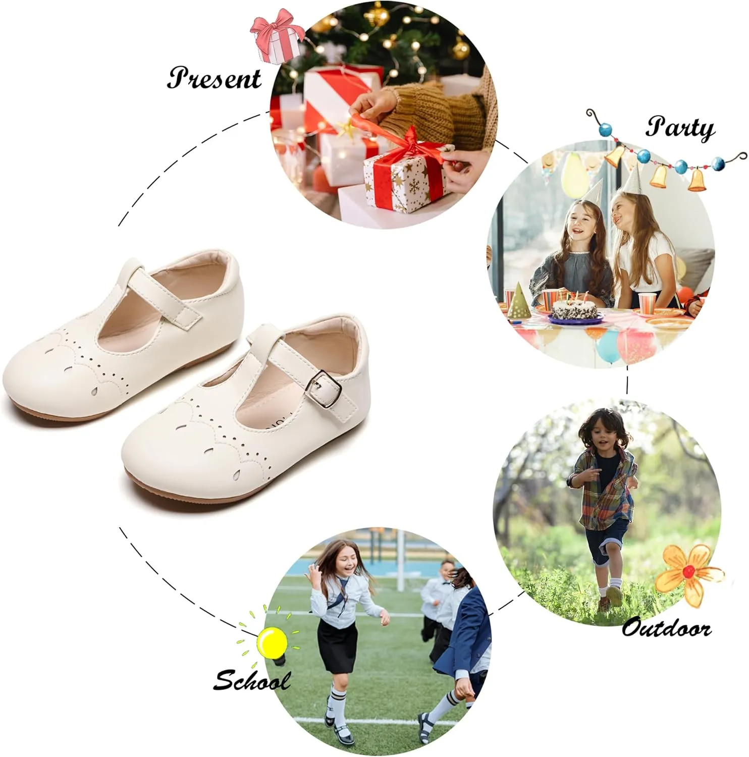 Felix & Flora Toddler Little Girl Flat Oxfords Dress Shoes - Mary Jane Princess for Girl Party School Shoes.