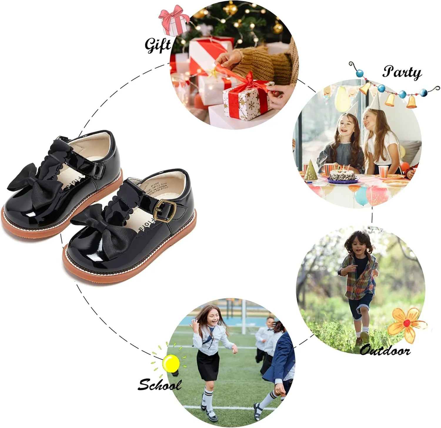 Felix & Flora Toddler Little Girl Mary Jane Dress Shoes - Ballet Flats for Girl Party School Shoes