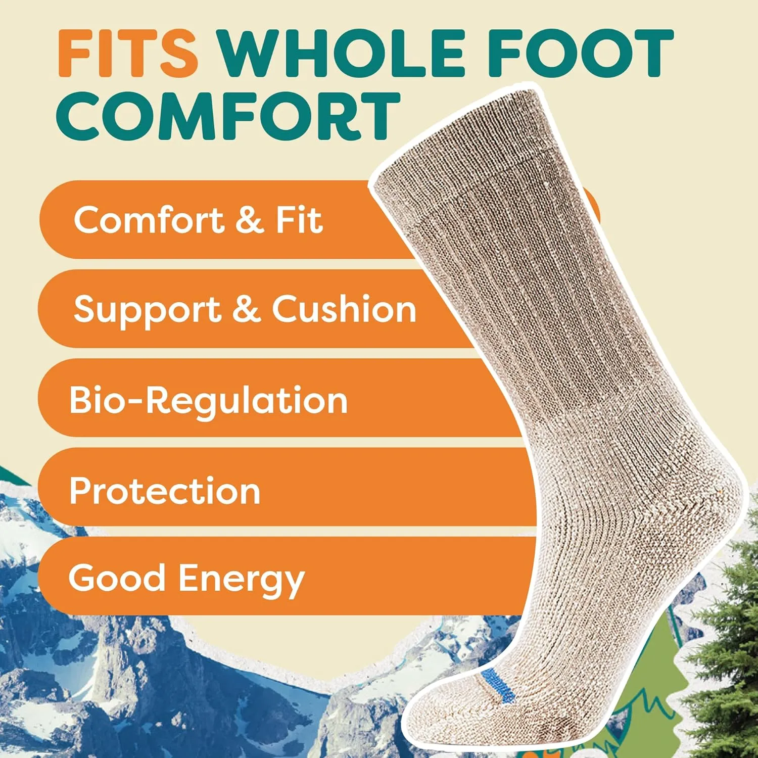FITS Heavy Expedition Merino Wool Boot Cut Socks For Men and Women, Breathable, Odor Resistant, Whole Foot Comfort