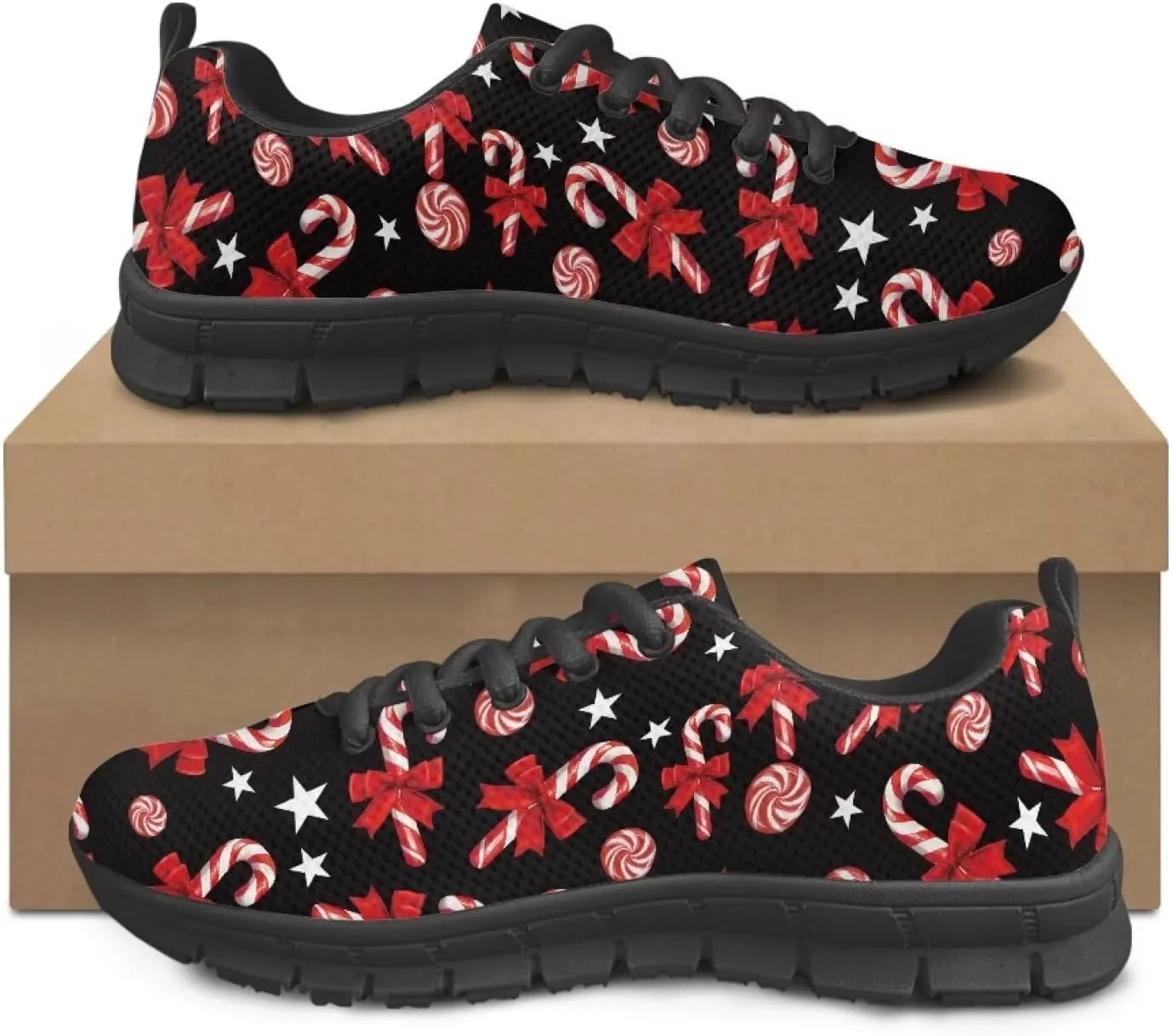 FKELYI Christmas Running Shoes for Women Athletic Tennis Sneakers Breathable Walking Flats