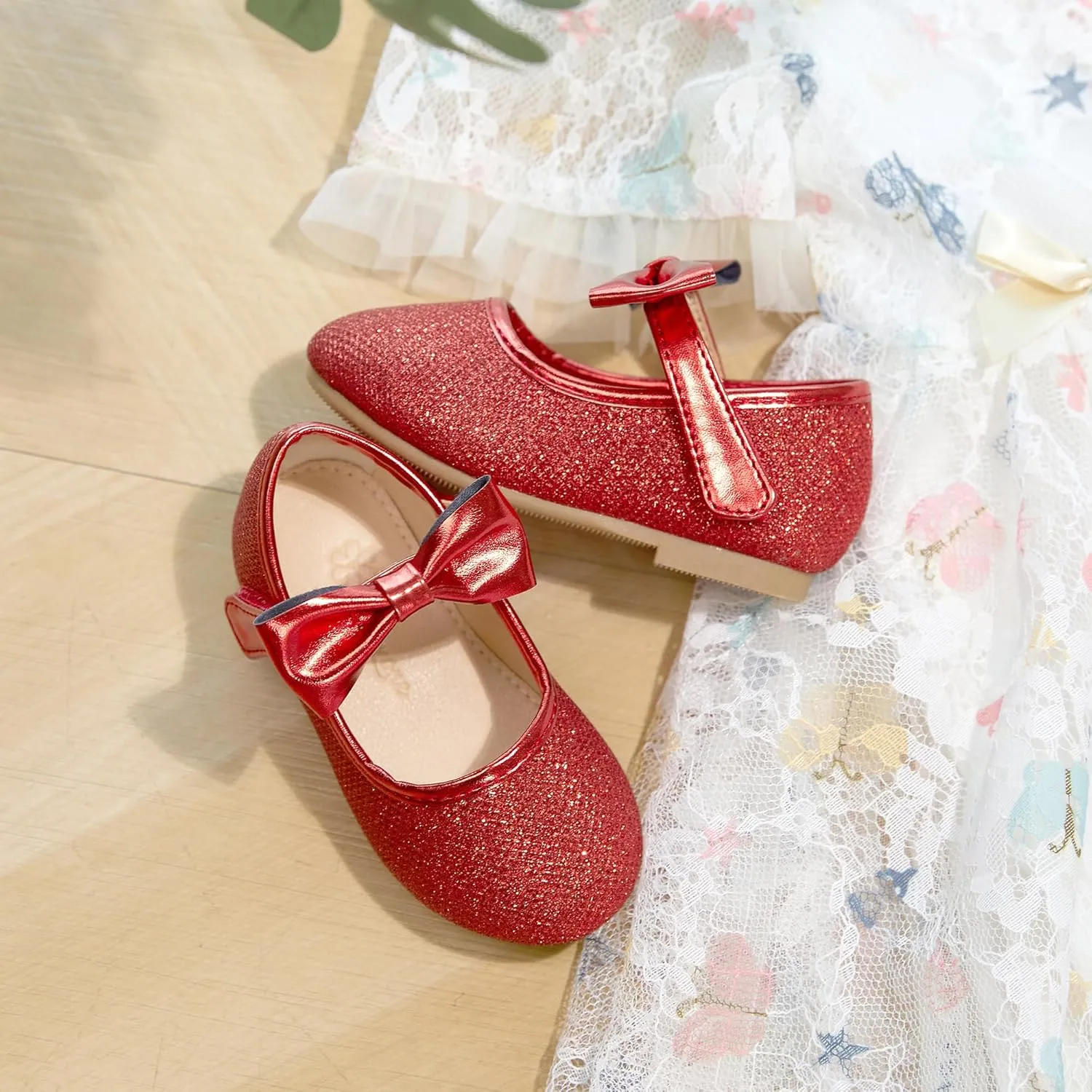 Flaryzone Toddler/Little Girls' Ballerina Flat Mary Jane Princess Dress Shoes - Wedding School Party
