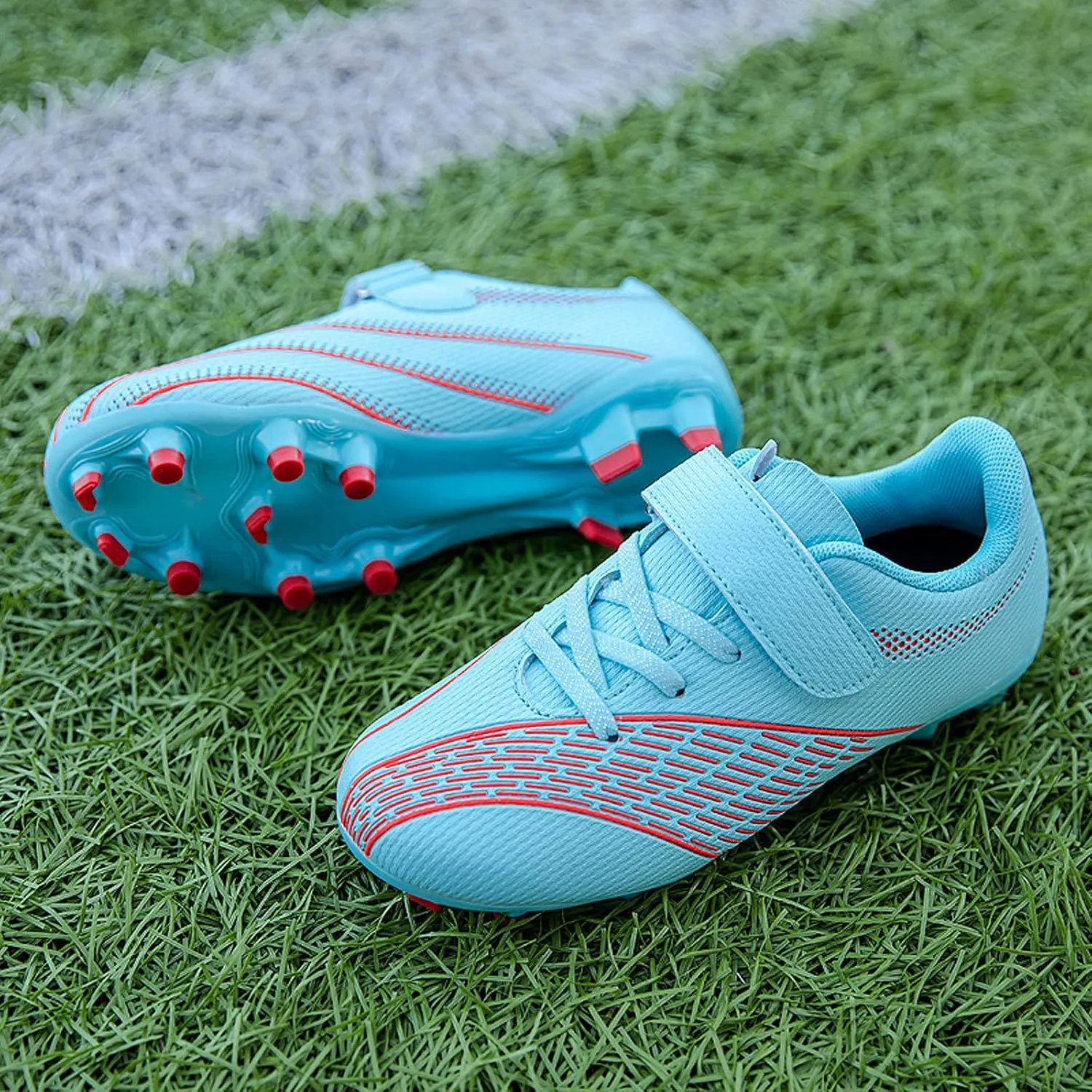 FLIOZY Football Shoes Kids Athletic Soccer Cleats Shoes Boys Girls Competition Training ShoesOutdoor/Indoor Lightweight Breathable Football Boots Sneakers
