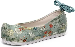 Floral Embroidered Women Pointy Toe Chinese Hanfu Platform Shoes Retro Ladies Soft Sneakers