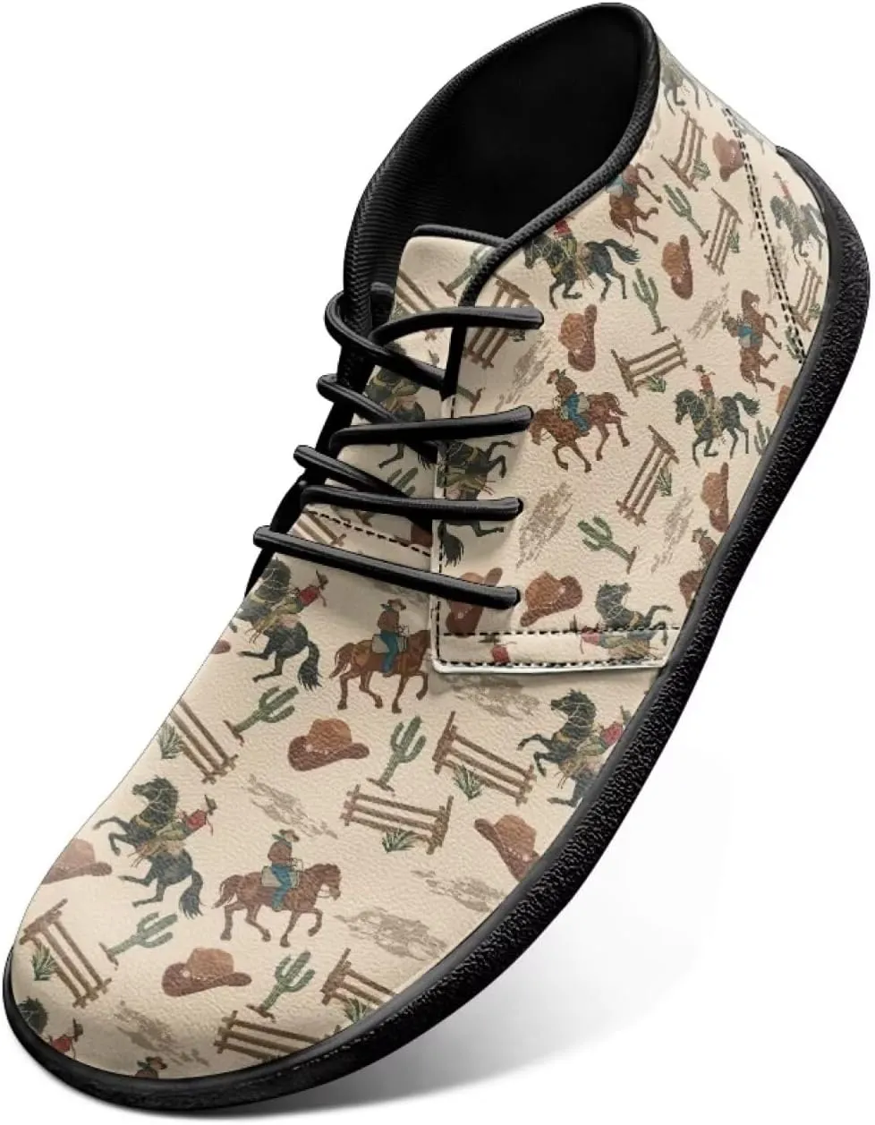Forchrinse American Flag Mens Boots Mid Top Fashion Sneakers Leather Lace up Ankle Boots Walking Driving Shoes with Eva Sole