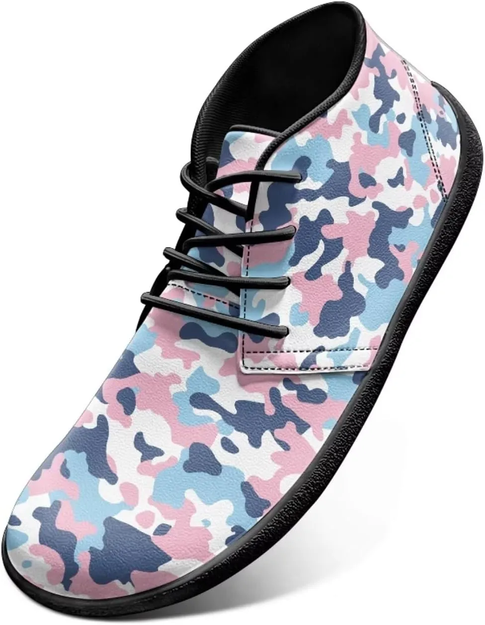 Forchrinse American Flag Mens Boots Mid Top Fashion Sneakers Leather Lace up Ankle Boots Walking Driving Shoes with Eva Sole