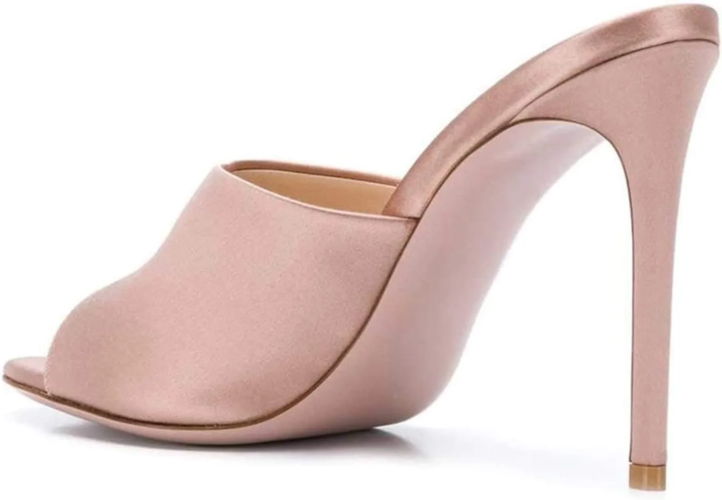 FOWT Chic Leather Pointed Toe Classic Mules Slide Womens Sandals Stylish Thin High 4 IN Heels Elegant Street Dress Office Business Gold Pumps Summer Shoes, US Size 4-16 M
