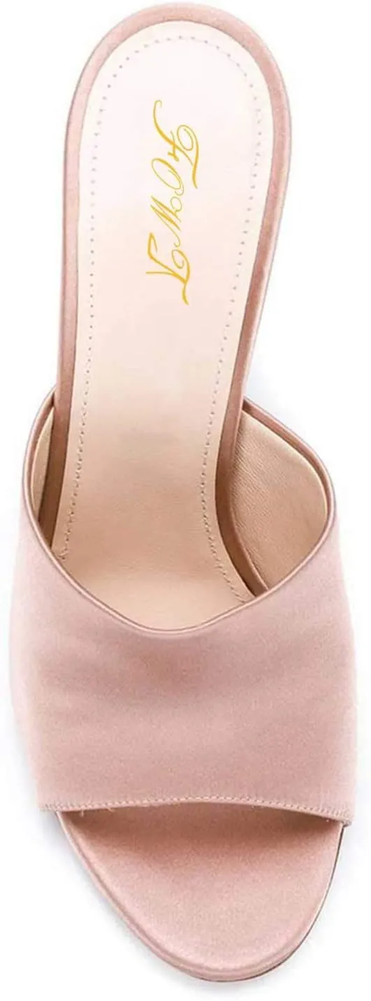 FOWT Chic Leather Pointed Toe Classic Mules Slide Womens Sandals Stylish Thin High 4 IN Heels Elegant Street Dress Office Business Gold Pumps Summer Shoes, US Size 4-16 M