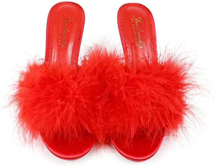 FREDERICK'S OF HOLLYWOOD Women's Ostrich Feather Kitten Heel, FOH-LUXOR
