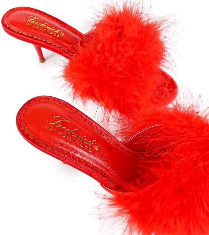 FREDERICK'S OF HOLLYWOOD Women's Ostrich Feather Kitten Heel, FOH-LUXOR