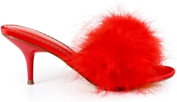 FREDERICK'S OF HOLLYWOOD Women's Ostrich Feather Kitten Heel, FOH-LUXOR
