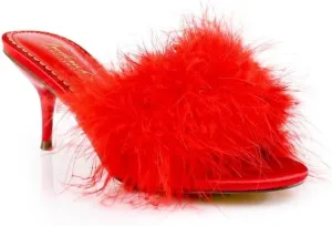 FREDERICK'S OF HOLLYWOOD Women's Ostrich Feather Kitten Heel, FOH-LUXOR