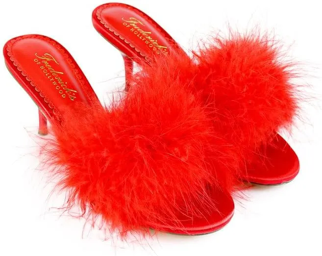 FREDERICK'S OF HOLLYWOOD Women's Ostrich Feather Kitten Heel, FOH-LUXOR
