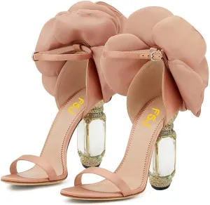 FSJ Women Open Toe Stylish Sandal Ankle Strap Chunky Block High Thick Heels Wedding Party Ballroom Prom Shoes US Size 4-15 US