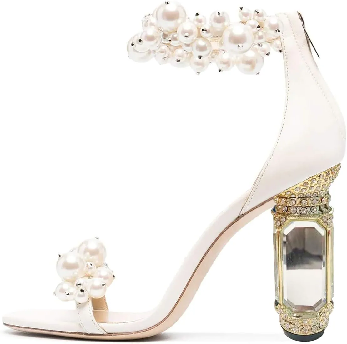 FSJ Women Open Toe Stylish Sandal Ankle Strap Chunky Block High Thick Heels Wedding Party Ballroom Prom Shoes US Size 4-15 US