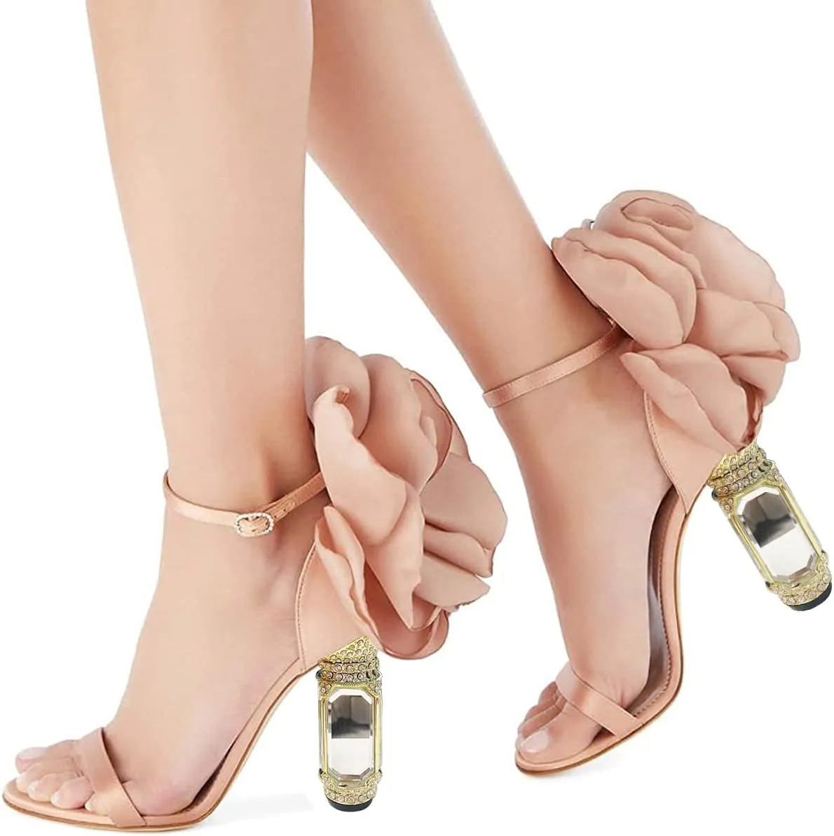 FSJ Women Open Toe Stylish Sandal Ankle Strap Chunky Block High Thick Heels Wedding Party Ballroom Prom Shoes US Size 4-15 US