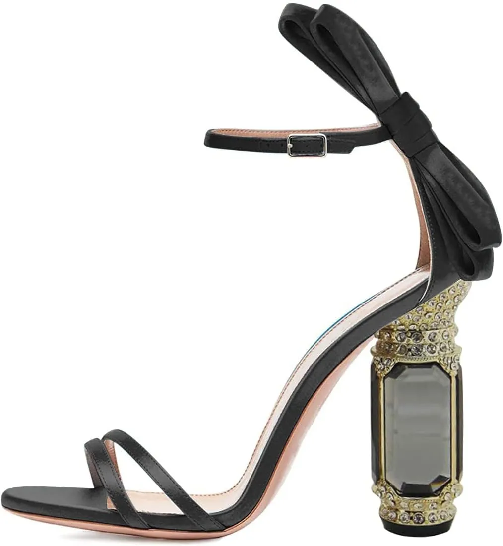 FSJ Women Open Toe Stylish Sandal Ankle Strap Chunky Block High Thick Heels Wedding Party Ballroom Prom Shoes US Size 4-15 US