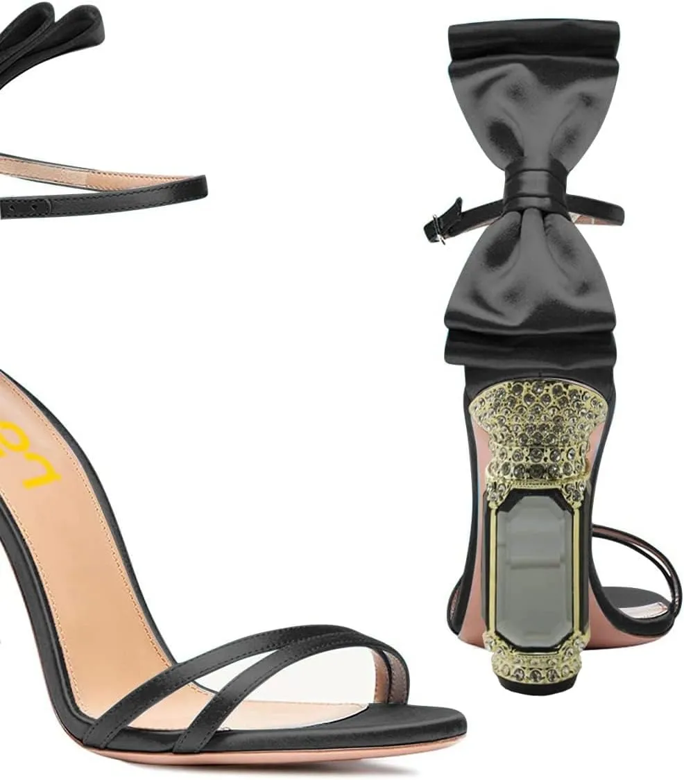 FSJ Women Open Toe Stylish Sandal Ankle Strap Chunky Block High Thick Heels Wedding Party Ballroom Prom Shoes US Size 4-15 US