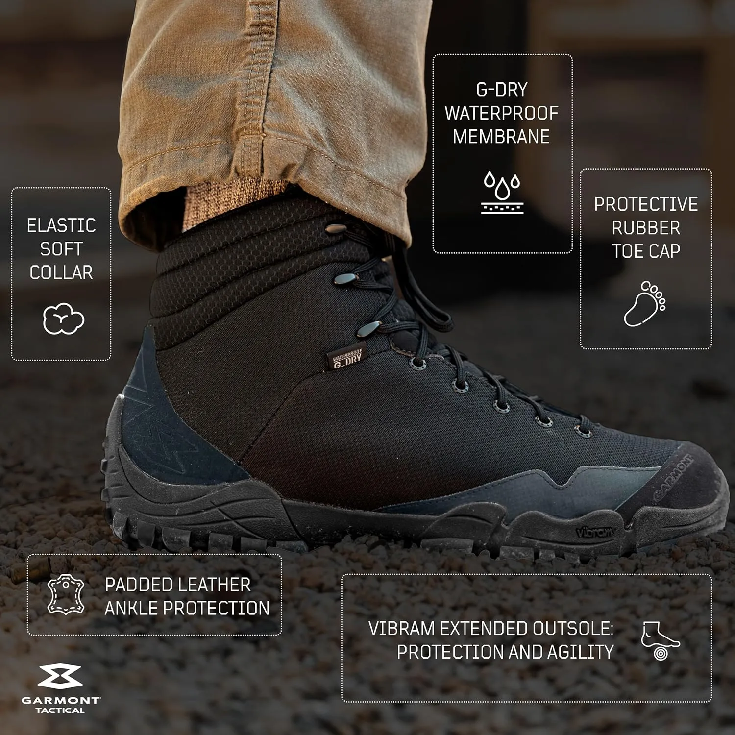 GARMONT TACTICAL Nemesis 6 G-DRY Military and Law Enforcement Tactical Mid Boots for Men and Women, Lightweight, Waterproof, Hiking Shoes