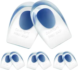 Gel Silicone Heel Cups/Pads, 6 Pack, FSA HSA Eligible, for Achilles Tendonitis, Shoe Wedge Inserts for Plantar Fasciitis, Bone Spur, Foot Pain Relief Support, Comfort Cushion Insoles for Women/Men