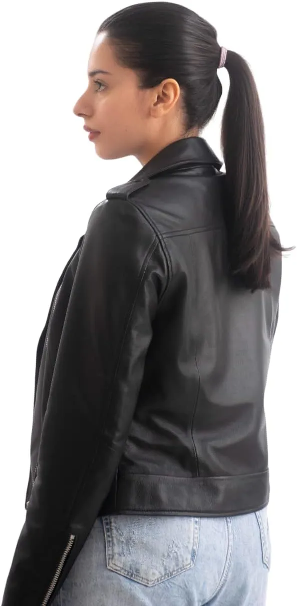 Genuine Lambskin Leather Jacket for Women – Sasha Asymmetrical Women’s Leather Moto Jacket
