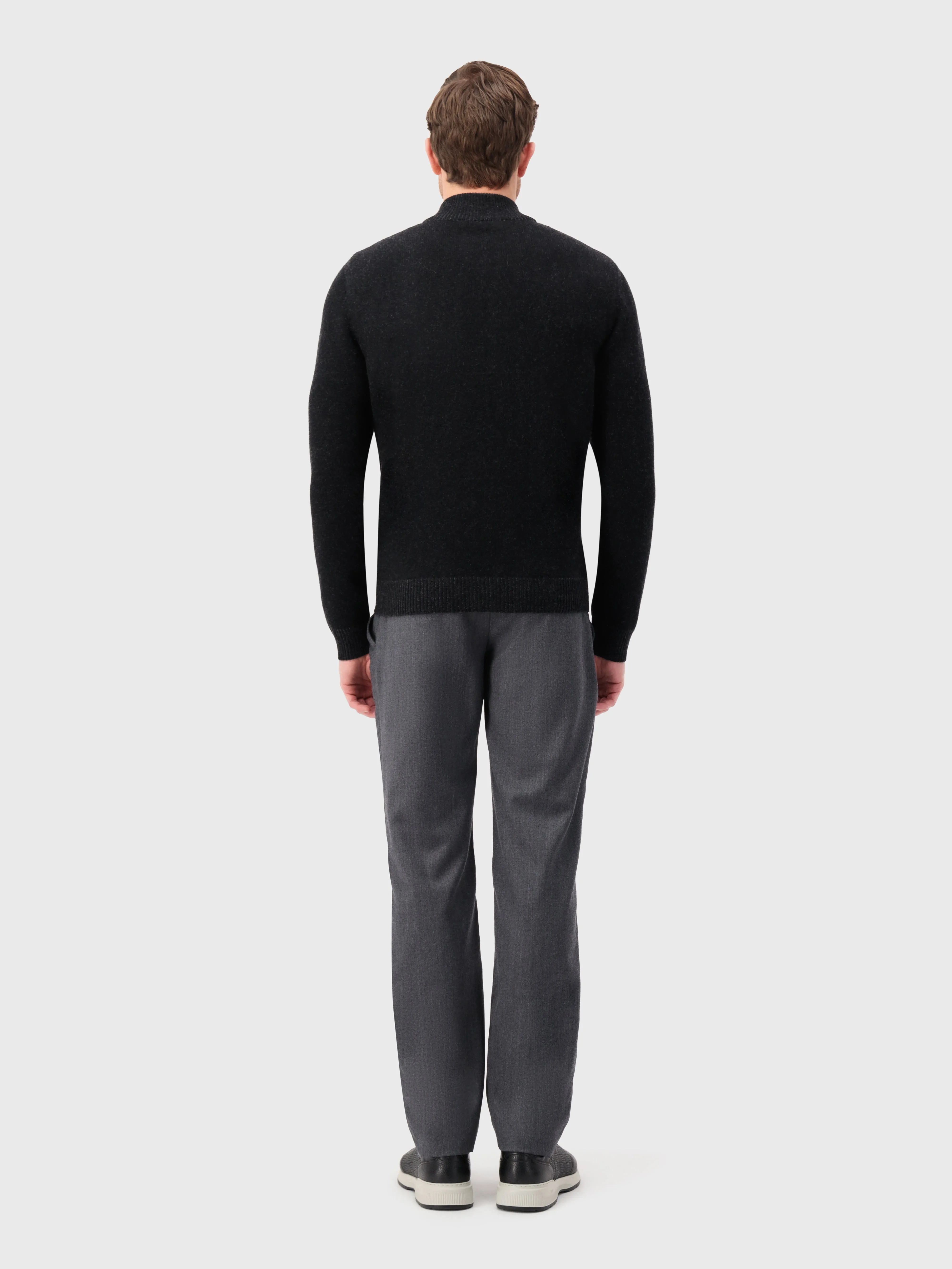 Geometric Pattern Knit Sweater in Cashmere and Wool Black