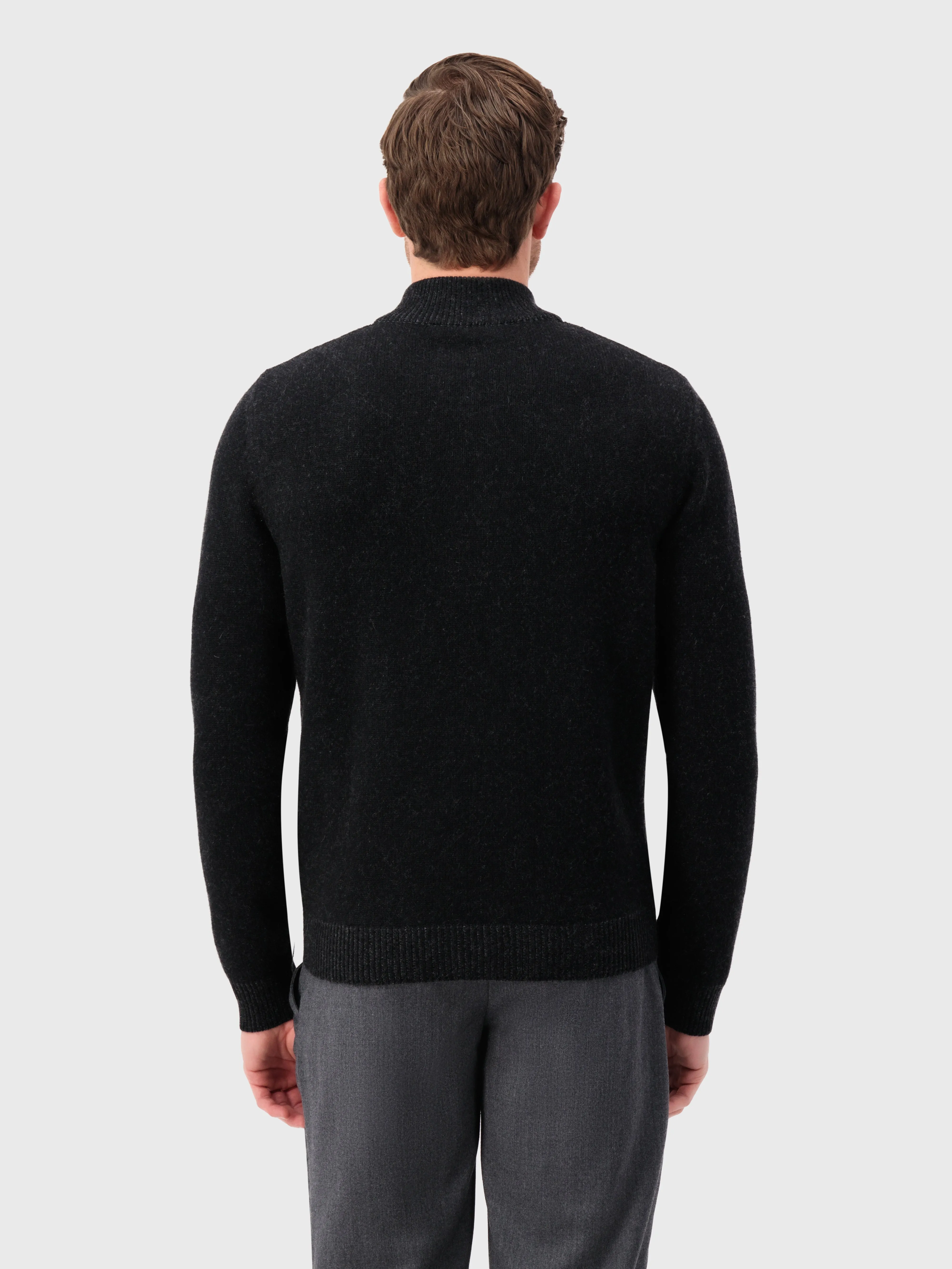Geometric Pattern Knit Sweater in Cashmere and Wool Black