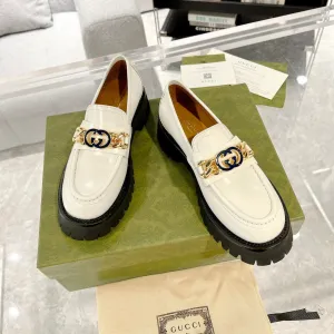 GG LOAFER WITH GG CHAINS WHITE CALFSKIN