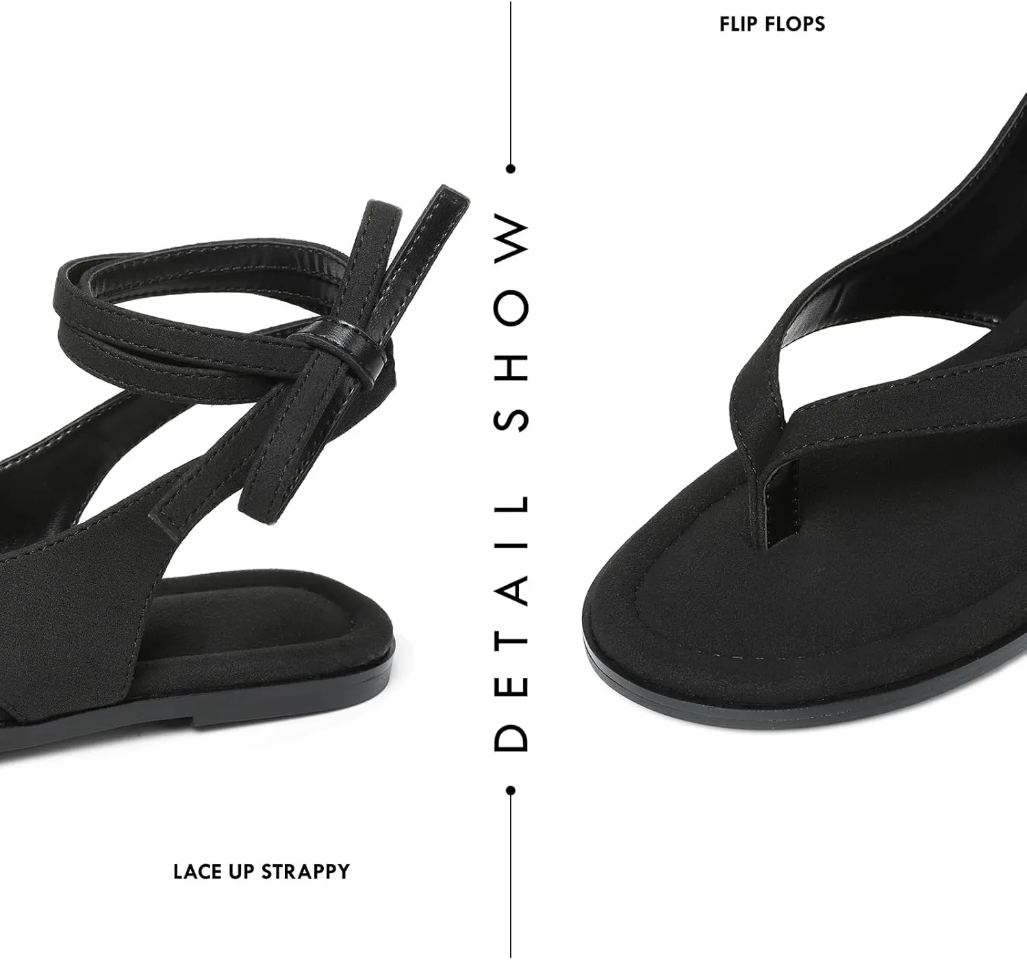Goiphrri Flat Sandals for Women Dressy Comfortable Soft Lace Up Strappy Sandals Round Toe Thong Sandals for Women Flip Flop Sandals Casual Fashion Cute Summer Beach