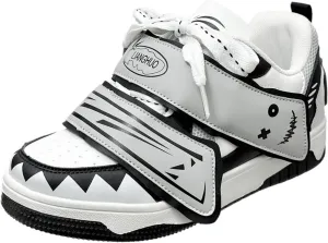 Graffiti Happy Face Hook & Loop Sneakers Women Skate Shoes Y2K Aesthetic Height Increase Casual Outfit Walking Shoes