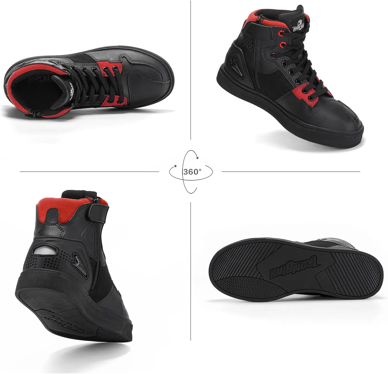 Grapelet Motorcycle Shoes for Men, Anti-Skid Motorcycle Riding Shoes Motocross Protective Boots with Side Zipper, Ankle Support Black,11