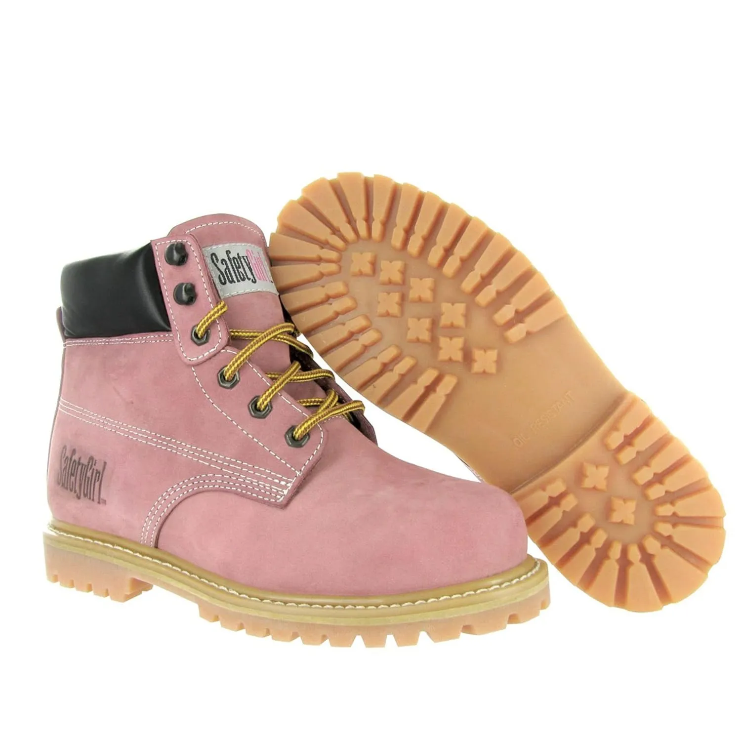 GS003-Lt Pink-5.5M Steel Toe Work Boots - Light Pink - 5.5M, English, Capacity, Volume, Leather, 5.5M, Pink ()