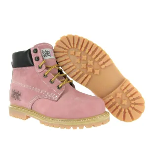 GS003-Lt Pink-5.5M Steel Toe Work Boots - Light Pink - 5.5M, English, Capacity, Volume, Leather, 5.5M, Pink ()