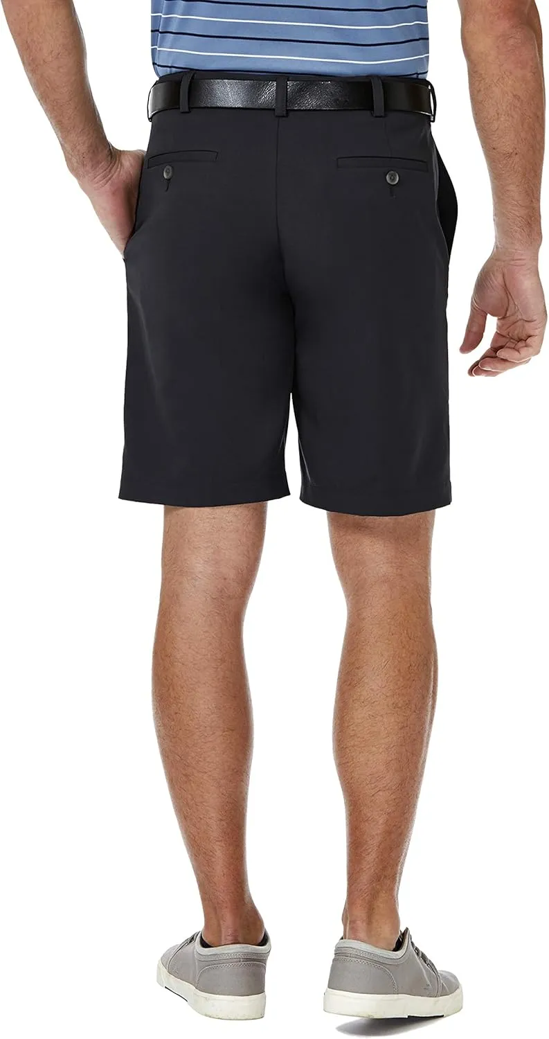 Haggar Men's Cool 18 Pro Straight Fit Flat Front 4-Way Stretch Expandable Waist Short