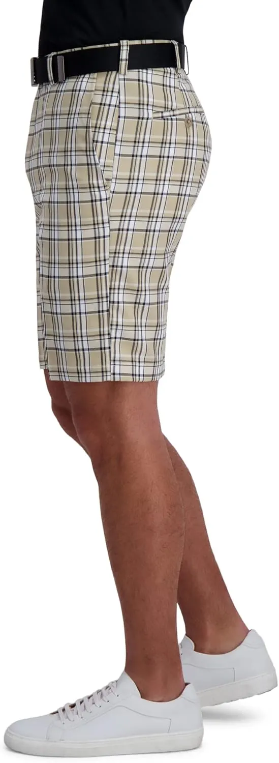 Haggar Men's Cool 18 Pro Straight Fit Flat Front Expandable Waist Plaid and Solid Golf Shorts (Regular and Big & Tall Sizes)