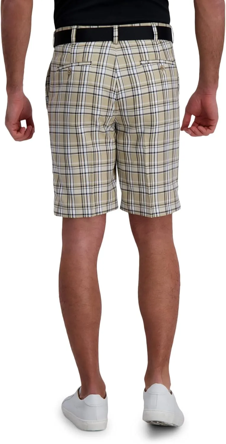 Haggar Men's Cool 18 Pro Straight Fit Flat Front Expandable Waist Plaid and Solid Golf Shorts (Regular and Big & Tall Sizes)