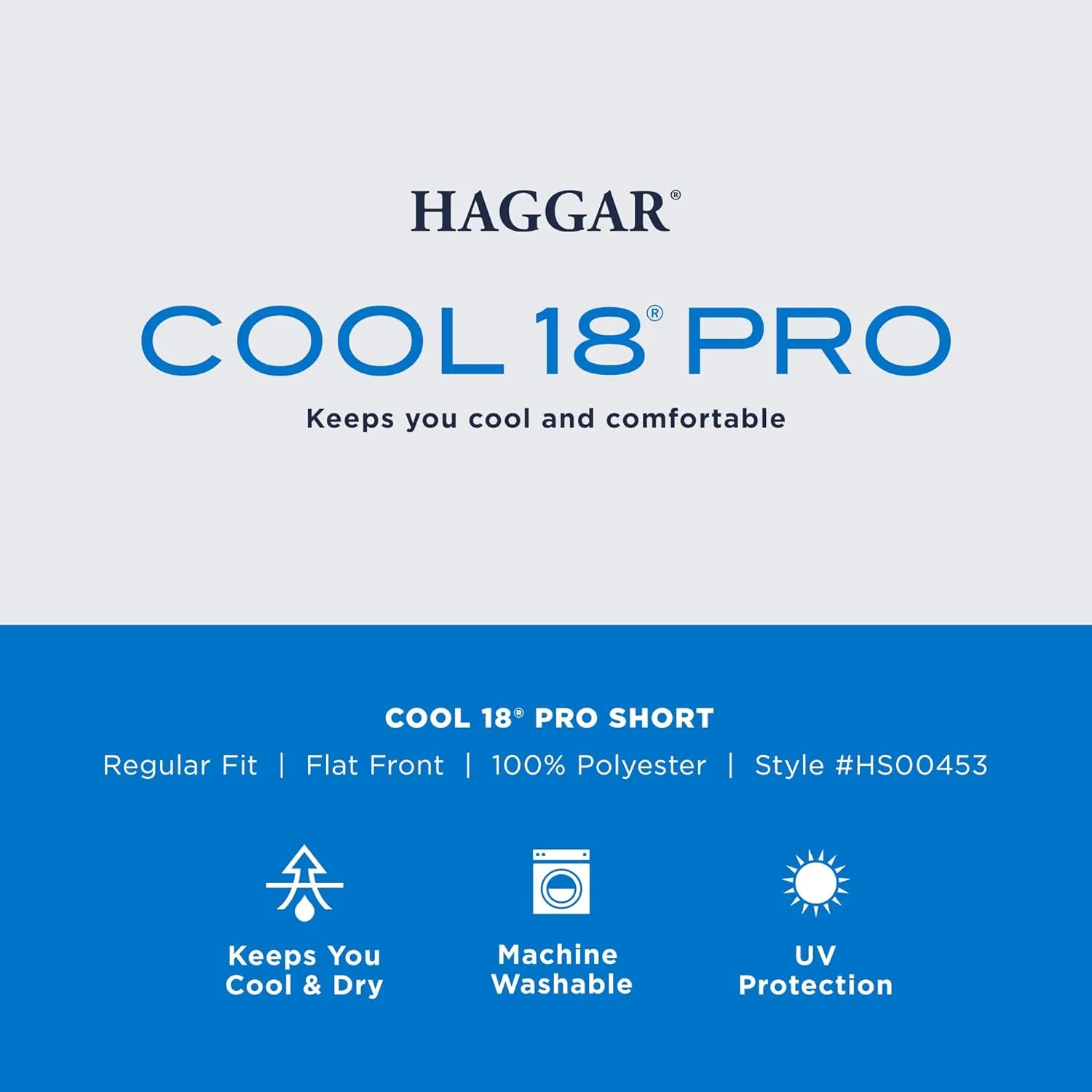 Haggar Men's Cool 18 Pro Straight Fit Flat Front Expandable Waist Plaid and Solid Golf Shorts (Regular and Big & Tall Sizes)