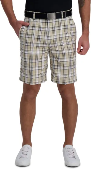 Haggar Men's Cool 18 Pro Straight Fit Flat Front Expandable Waist Plaid and Solid Golf Shorts (Regular and Big & Tall Sizes)