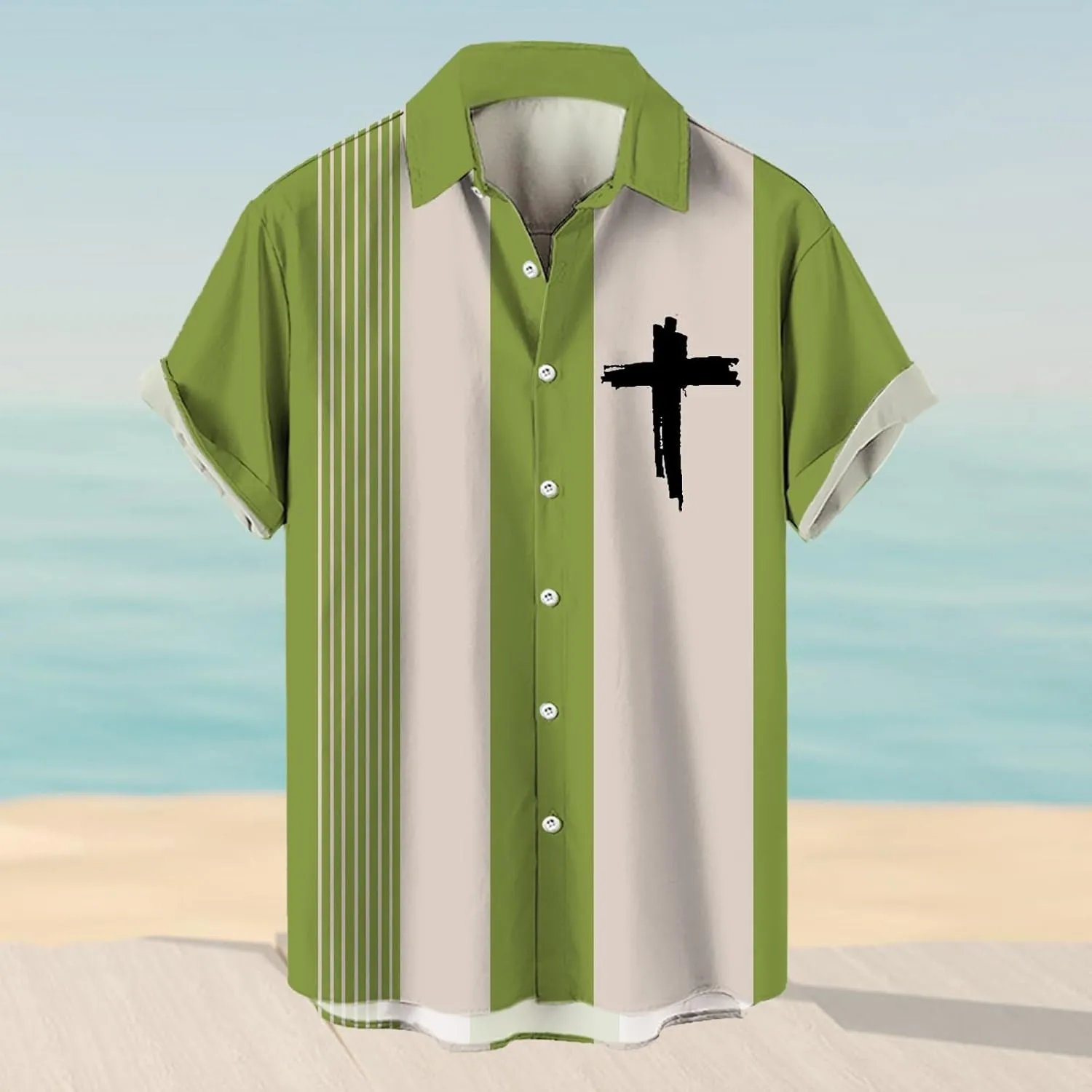 Hawaiian Bowling Shirts for Men Short Sleeve Print Regular Fit Button Down Color Block Tops Summer Beach Casual Shirt