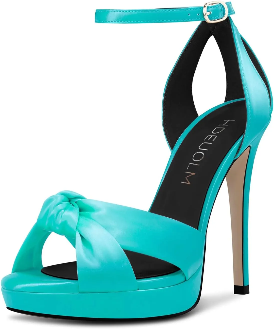 HDEUOLM Women Stiletto High Platform Heel Peep Open Toe Sandals Ankle Strap Wedding Cute 4.7 Inches Heels