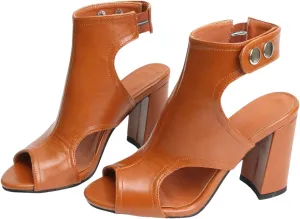 Heels for Women Peep Toe Booties Dressy Sandals Block heel Gliadiator Shoes