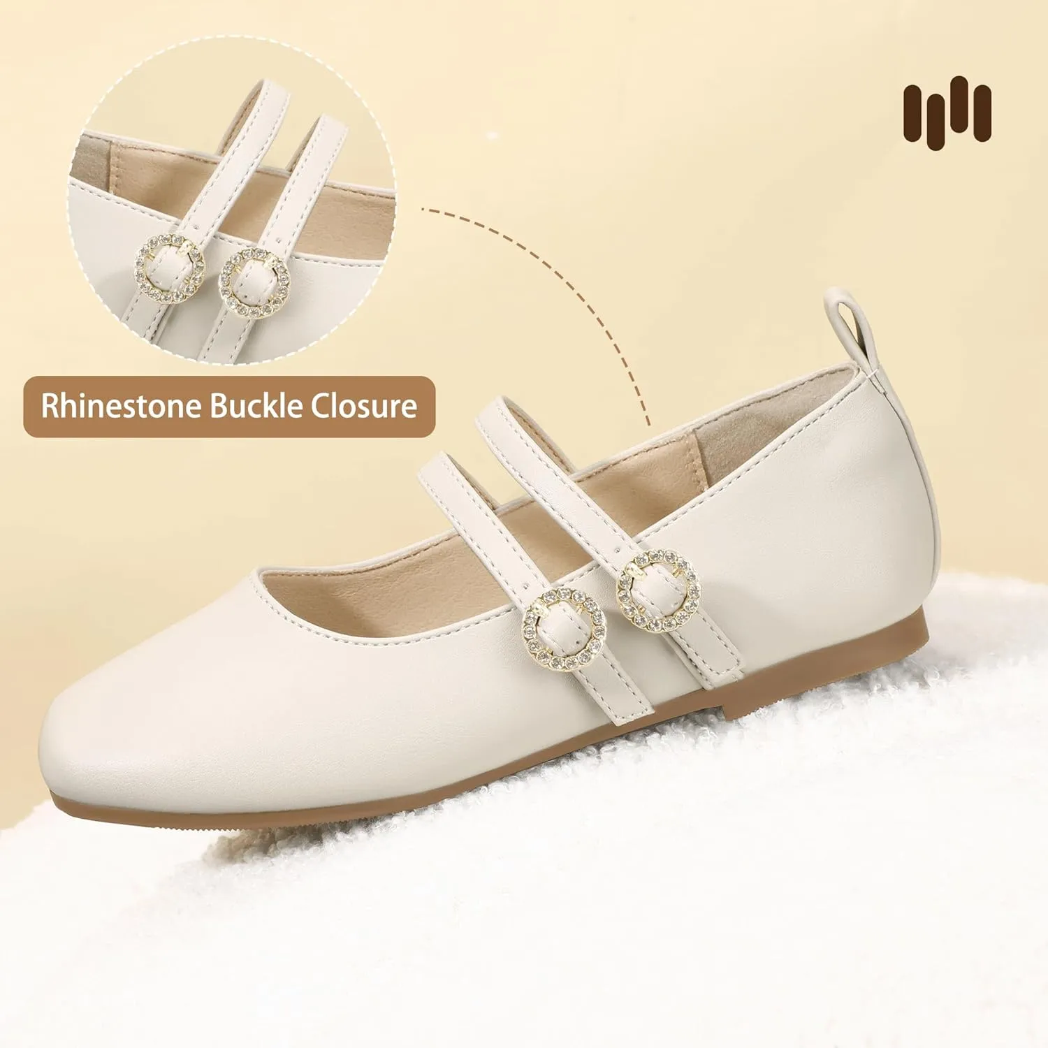 Hehainom Girls Dress Shoes Rhinestone Square Toe Toddler Flower Girl Ballet Flats Little Big Kids Mary Jane School Party Wedding Shoes