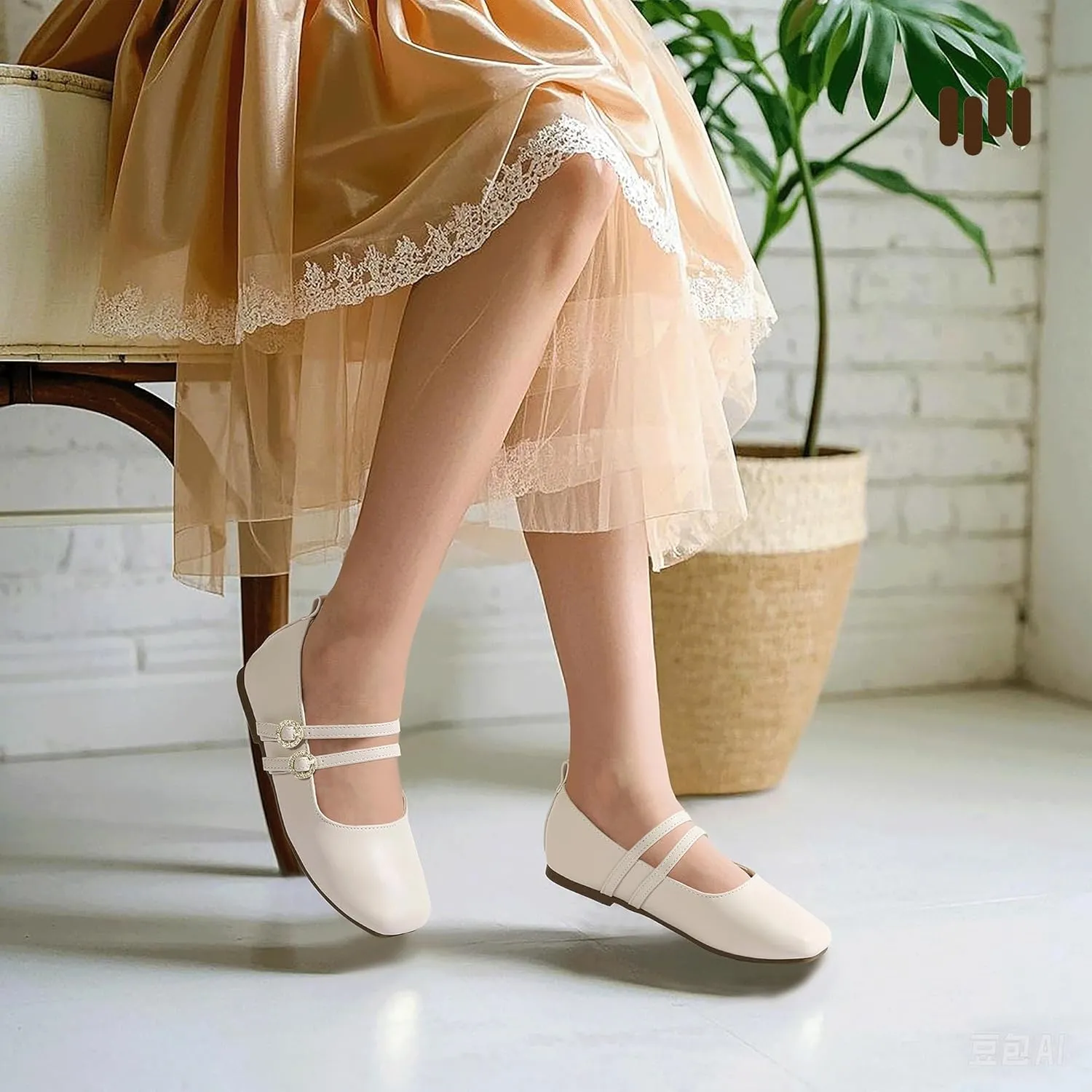Hehainom Girls Dress Shoes Rhinestone Square Toe Toddler Flower Girl Ballet Flats Little Big Kids Mary Jane School Party Wedding Shoes
