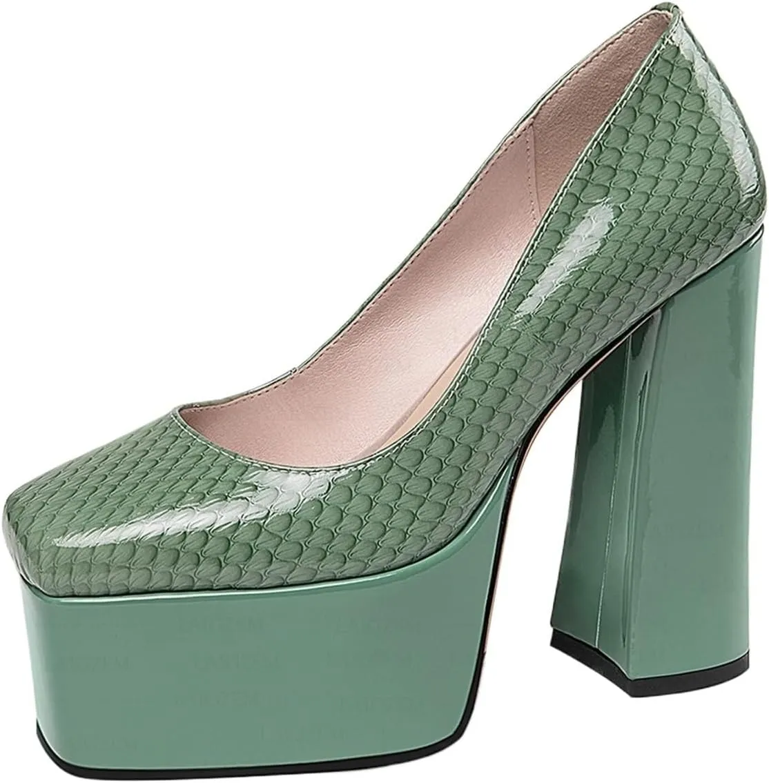 High Heels Stylish Light Leather Square Toe Block High Heel Sandals for Women Perfect for Prom and Special Occasions