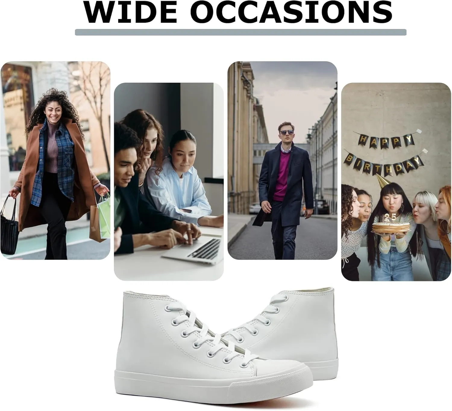 High Top Sneakers for Women Men Classic PU Leather Tennis Shoes Lace Up Fashion Breathable Walking Shoes High Tops