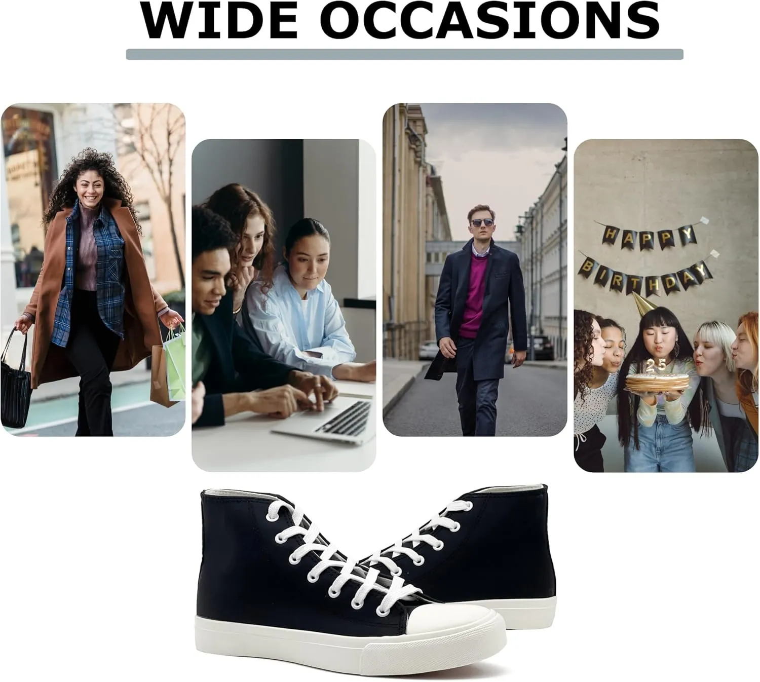 High Top Sneakers for Women Men Classic PU Leather Tennis Shoes Lace Up Fashion Breathable Walking Shoes High Tops