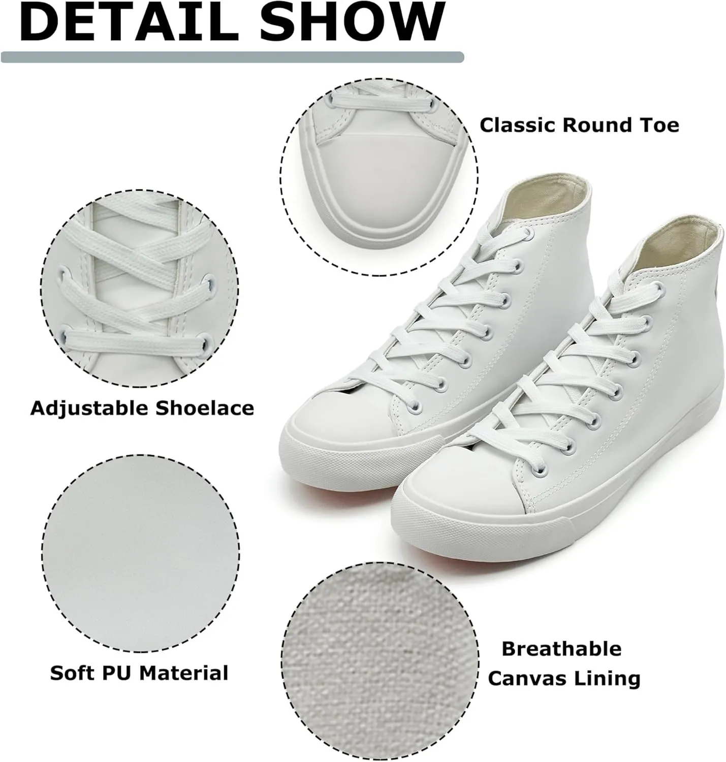 High Top Sneakers for Women Men Classic PU Leather Tennis Shoes Lace Up Fashion Breathable Walking Shoes High Tops