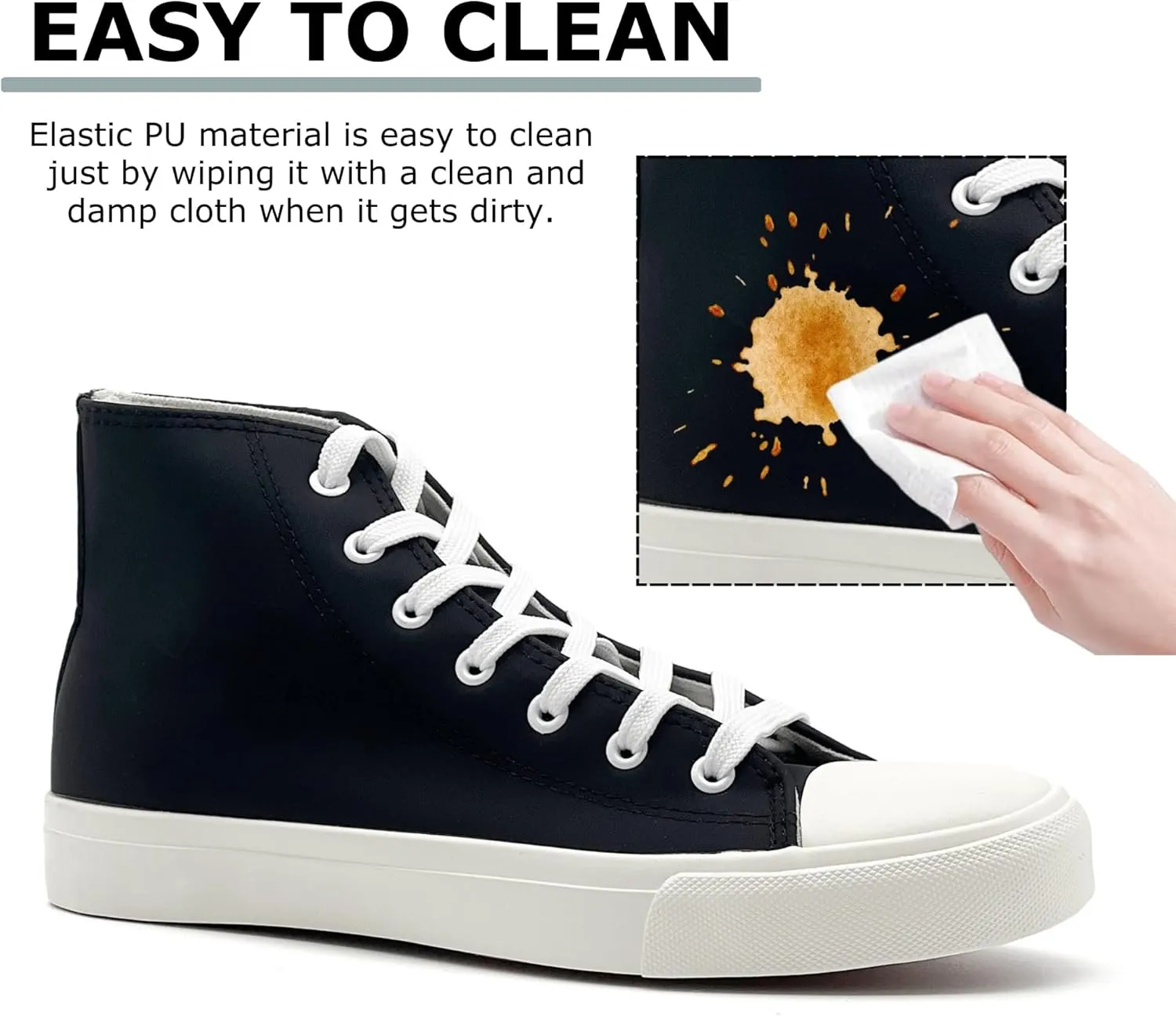 High Top Sneakers for Women Men Classic PU Leather Tennis Shoes Lace Up Fashion Breathable Walking Shoes High Tops